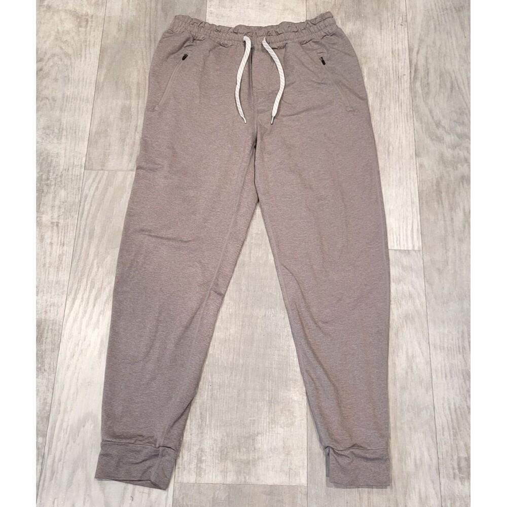 Vuori Men's L Ponto Performance Jogger Pants Heather Gray Zip Pockets V438